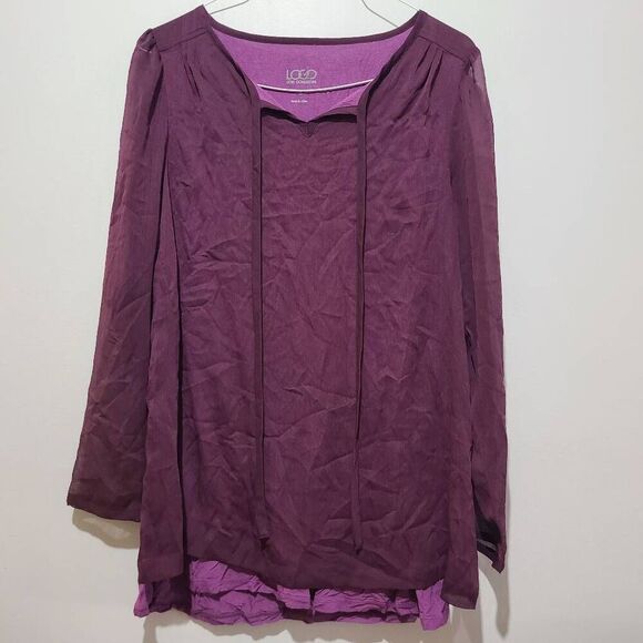 Logo by lori Goldstein Tunic Tops long sleeve Stretchy pink/purple Size S - Picture 1 of 9